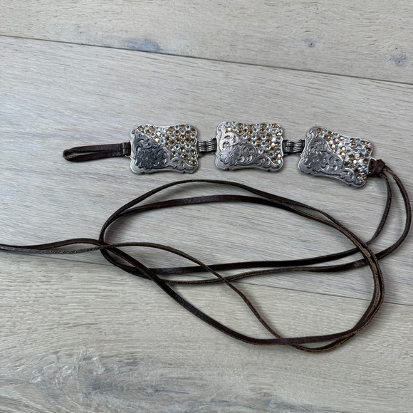 Silver and Brown Embellished Belt